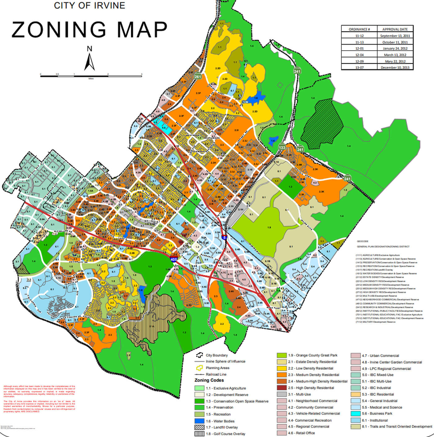 City de Irvine Zoning Carte californie